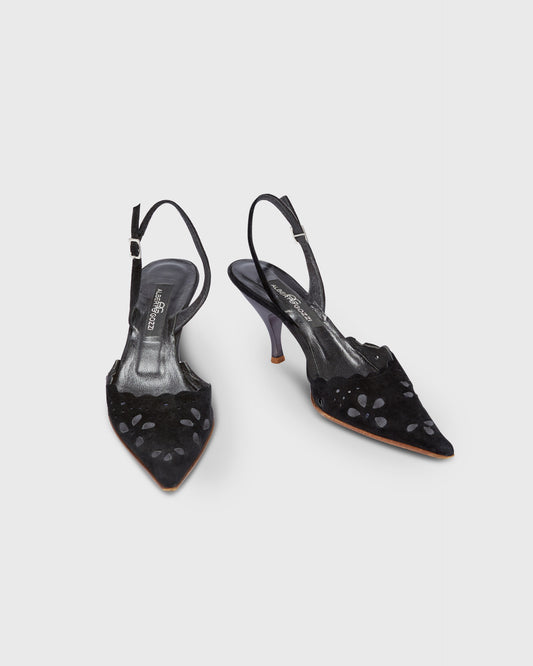 Alberto Gozzi Pointy Floral Cut Out Slingbacks