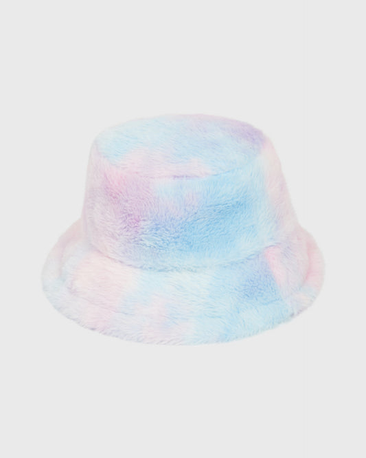 Dazie Blue and Pink Tie Dye Fuzzy Bucket Hat