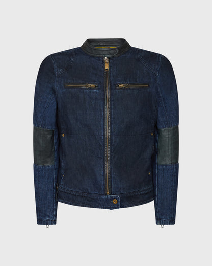 Dolce & Gabbana Denim Jacket with Zip and Elbow Patch Details