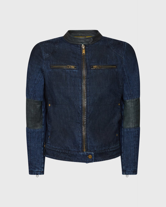 Dolce & Gabanna Denim Jacket with Zip and Elbow Patch Details