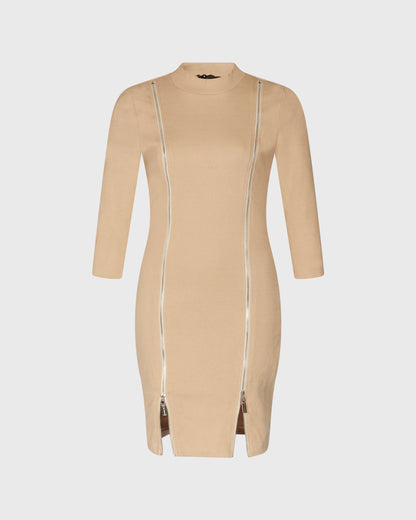 In Vogue Bodycon Zip Dress