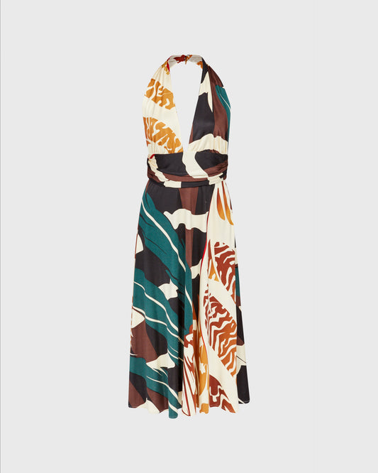 Issa Exotic Print Halter Dress