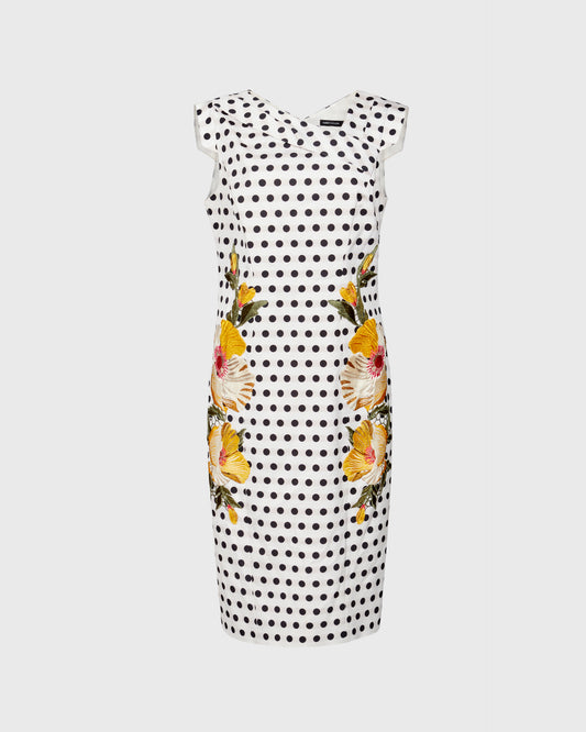 Karen Millen Polka Dot & Floral Applique Dress