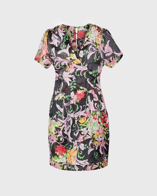 Louche Floral Print V-Neck Dress