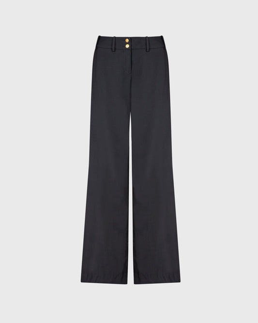 Noir Gold Button Detail Wide Leg Trousers