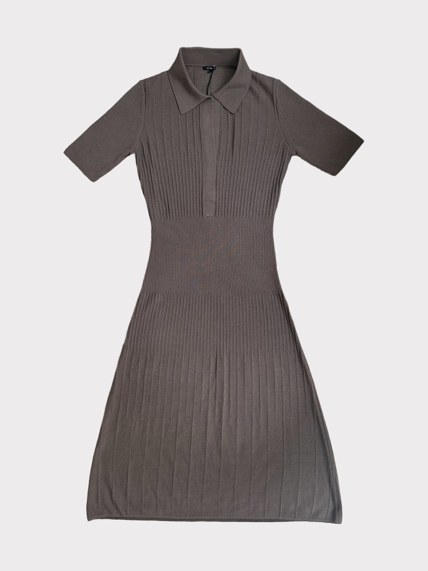 Joseph Ribbed v neck maxi dress quarter length sleeves