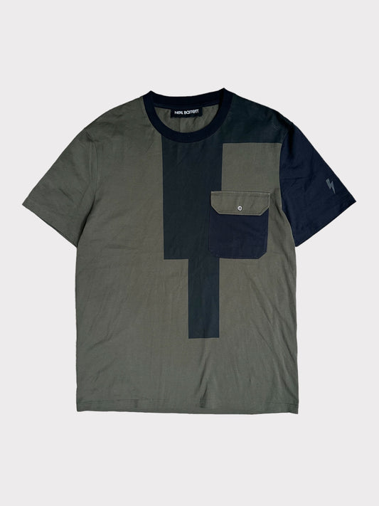 Neil Barrett Black and Green Block Tee