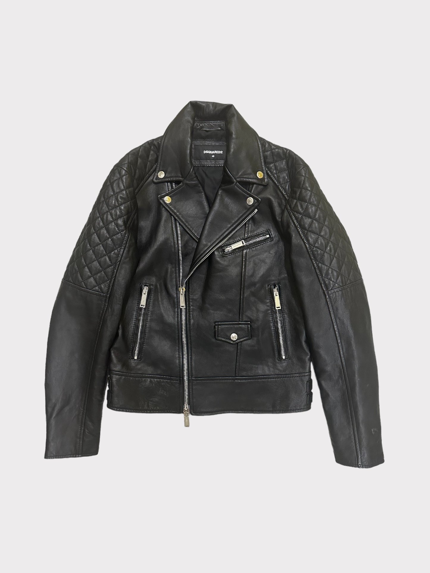 DSquared2 Quilted Biker Jacket with Silver Hardware