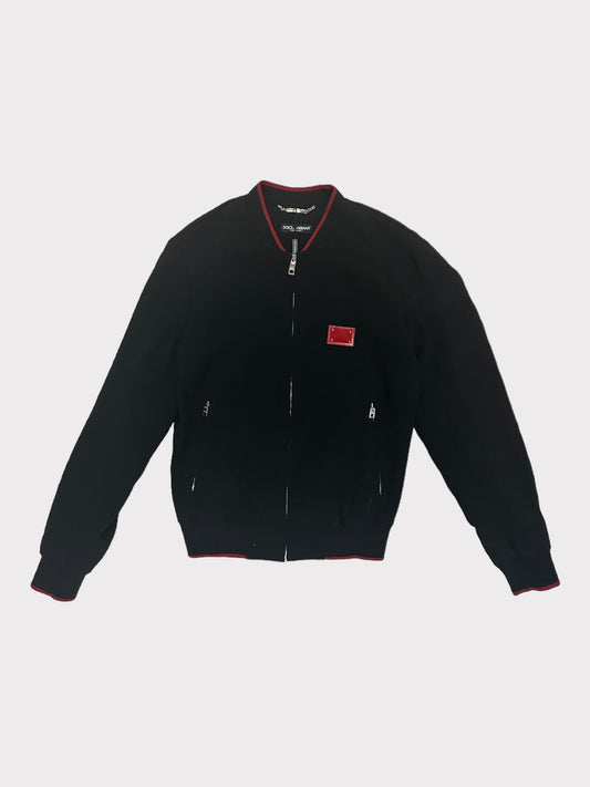 Dolce & Gabbana Zip up bomber jacket with red trim