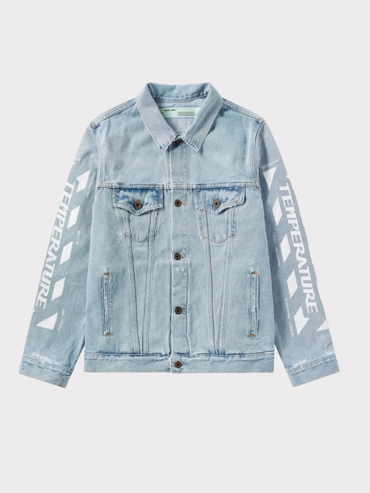 Off White Classic Denim Jacket with white print