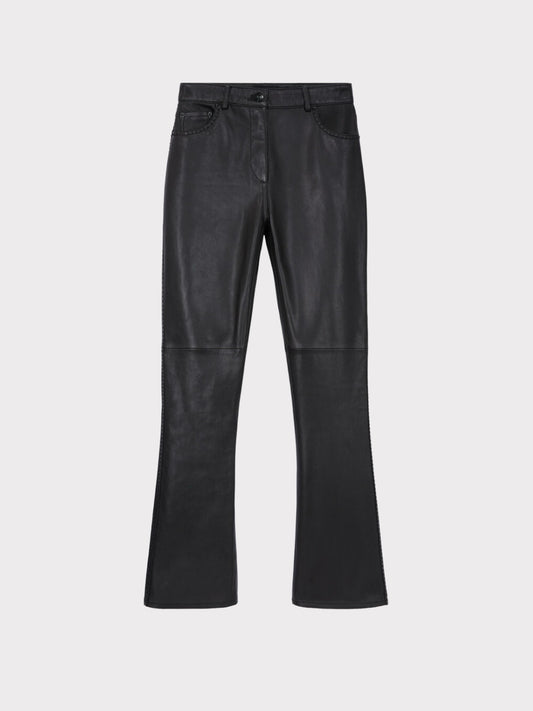 The Kooples Black Leather Pants with Studs