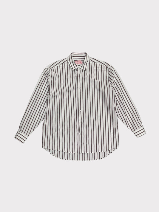 TOPMAN Long Sleeve Oversize Stripe Shirt in Brick Red