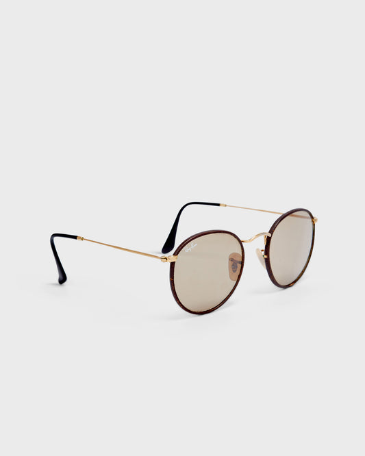 Ray Ban Round Leather Frame Sunnies