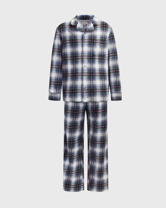 Skims Blue Plaid Fleece Set