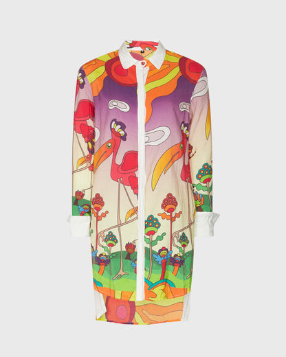 Unbranded Bird Scene Shirt Dress