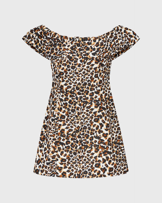 Unbranded Leopard Print Off Shoulder Dress