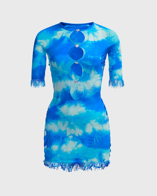 Unbranded Tie Dye Cut Out Mini Dress