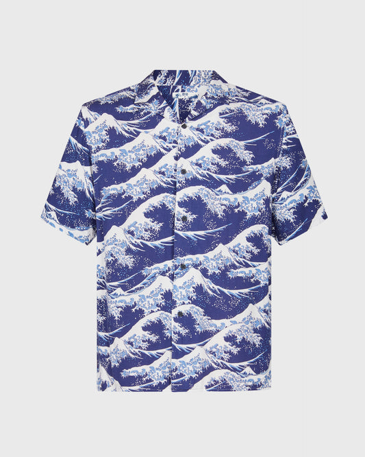 Uniqlo Short Sleeve Wave Print Shirt