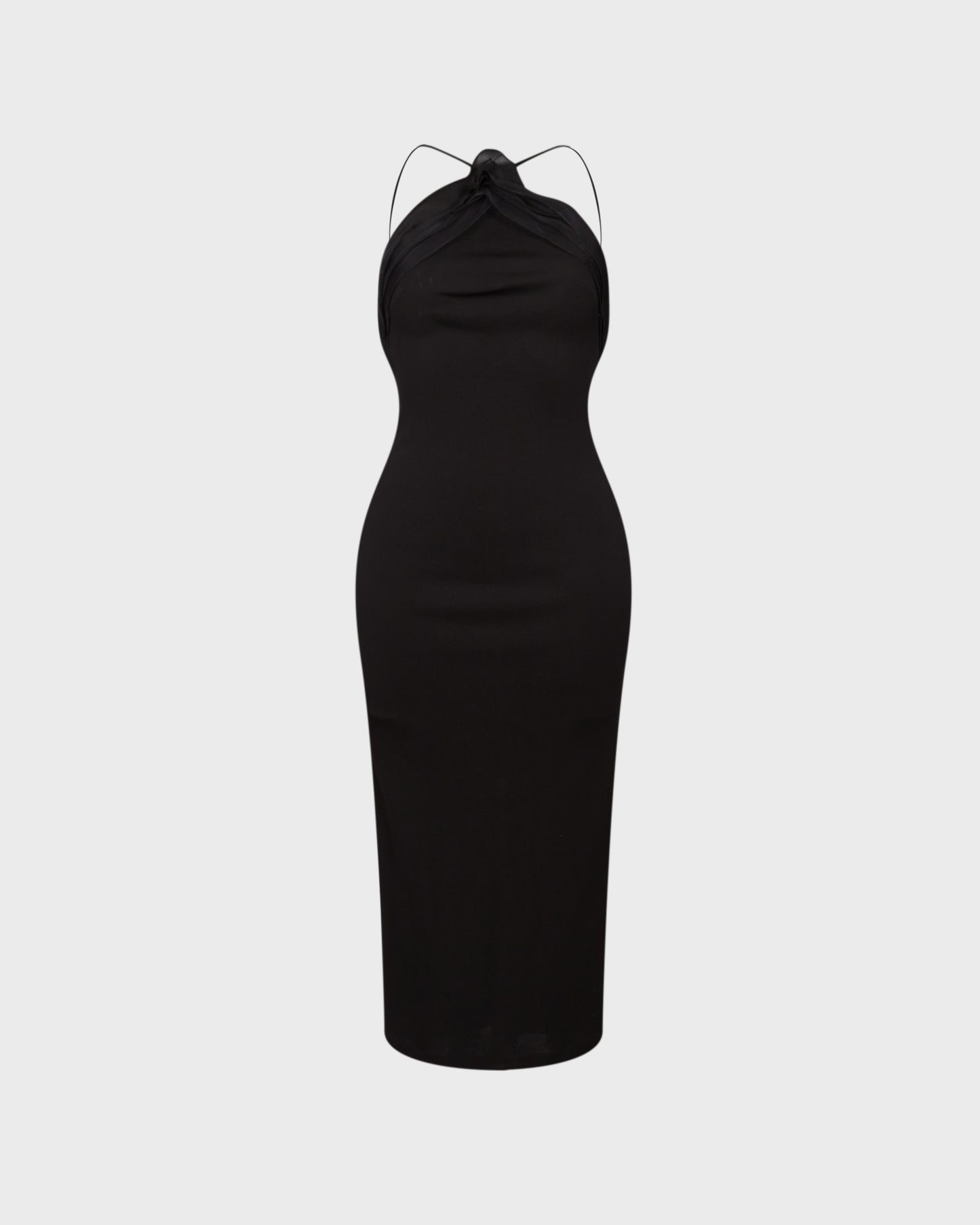 Vera Wang Ruffle Neck Spaghetti Strap Midi Dress