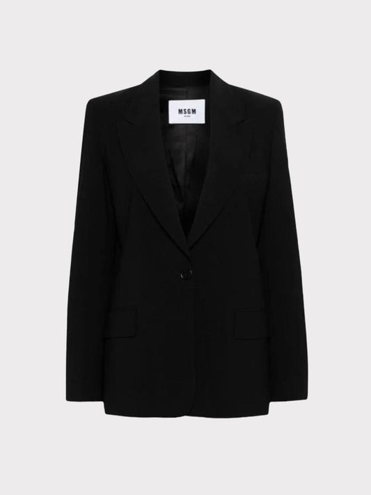 MSGM Black Single Button Blazer