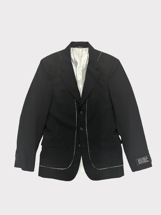 Isabel Benato Black Blazer White Distressed Detailing