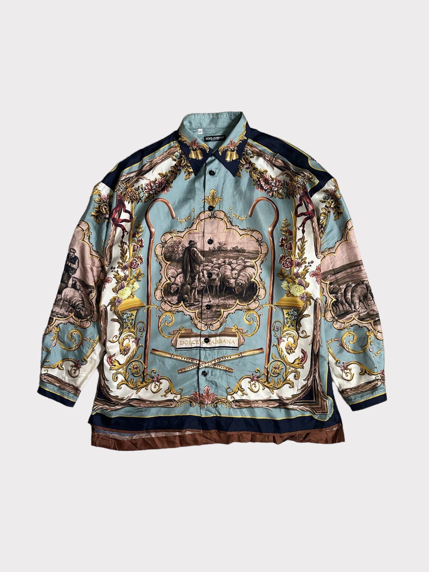 Dolce & Gabbana Printed Scenescape Silk Shirt