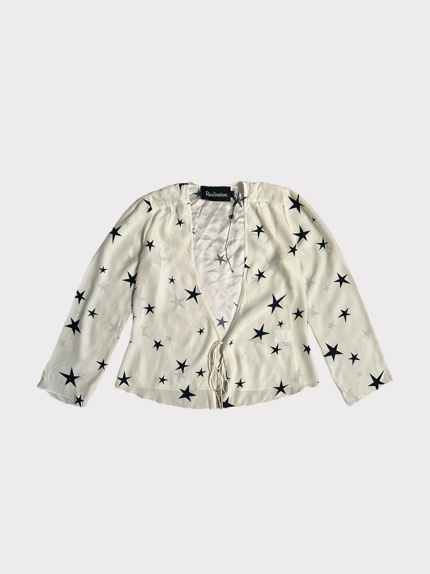 Realisation Silky Tie Front Star Print Top