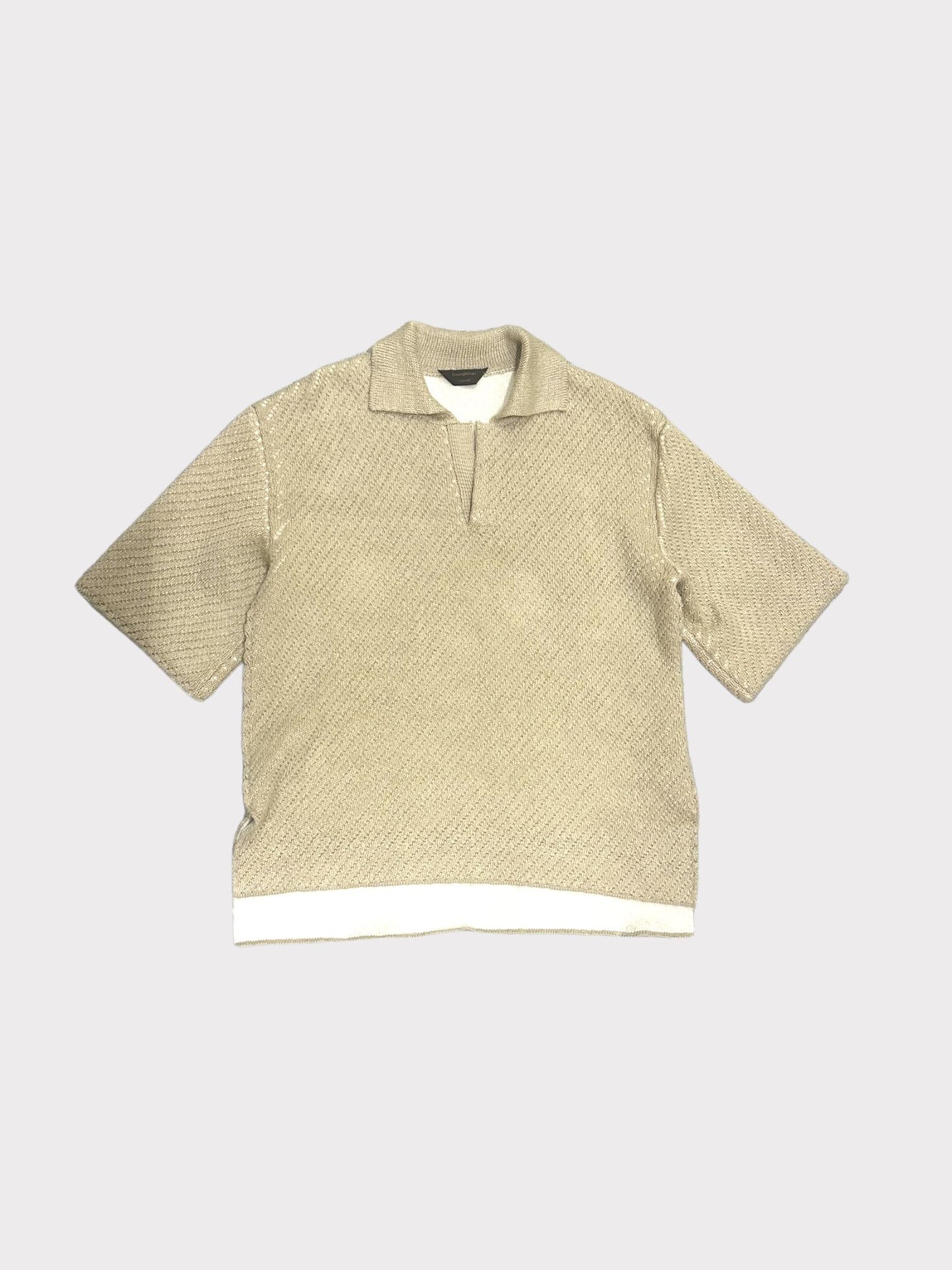 Ermenegildo Zegna Beige Knit Short Sleeve Top