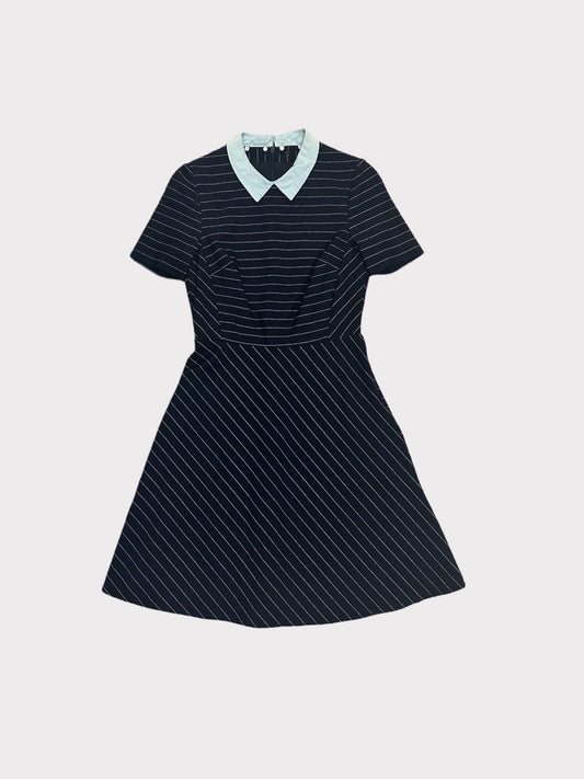 Peter Pan Collar Pinstriped Dress