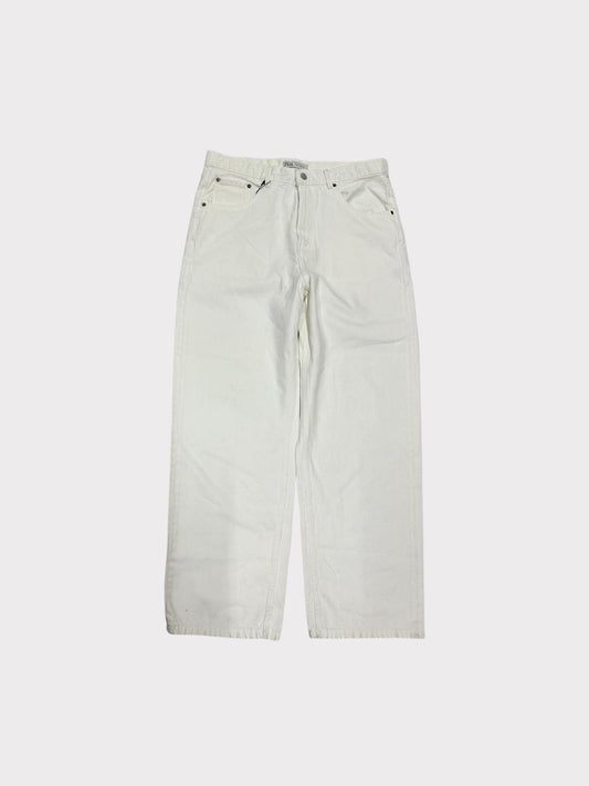 Zara White High Rise Baggy Jeans