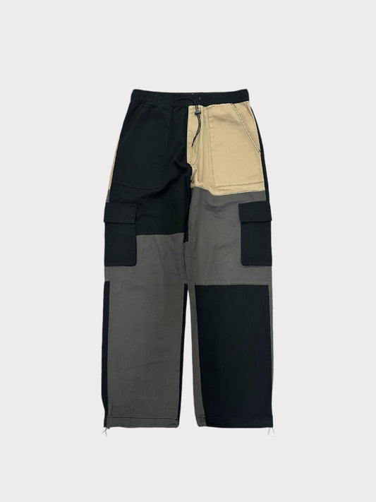 Bershka Black, Beige and Grey Patchwork Cargo Pants