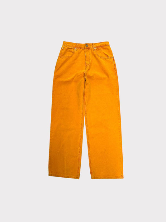 Zara Mid Rise Wide Leg Orange Jeans