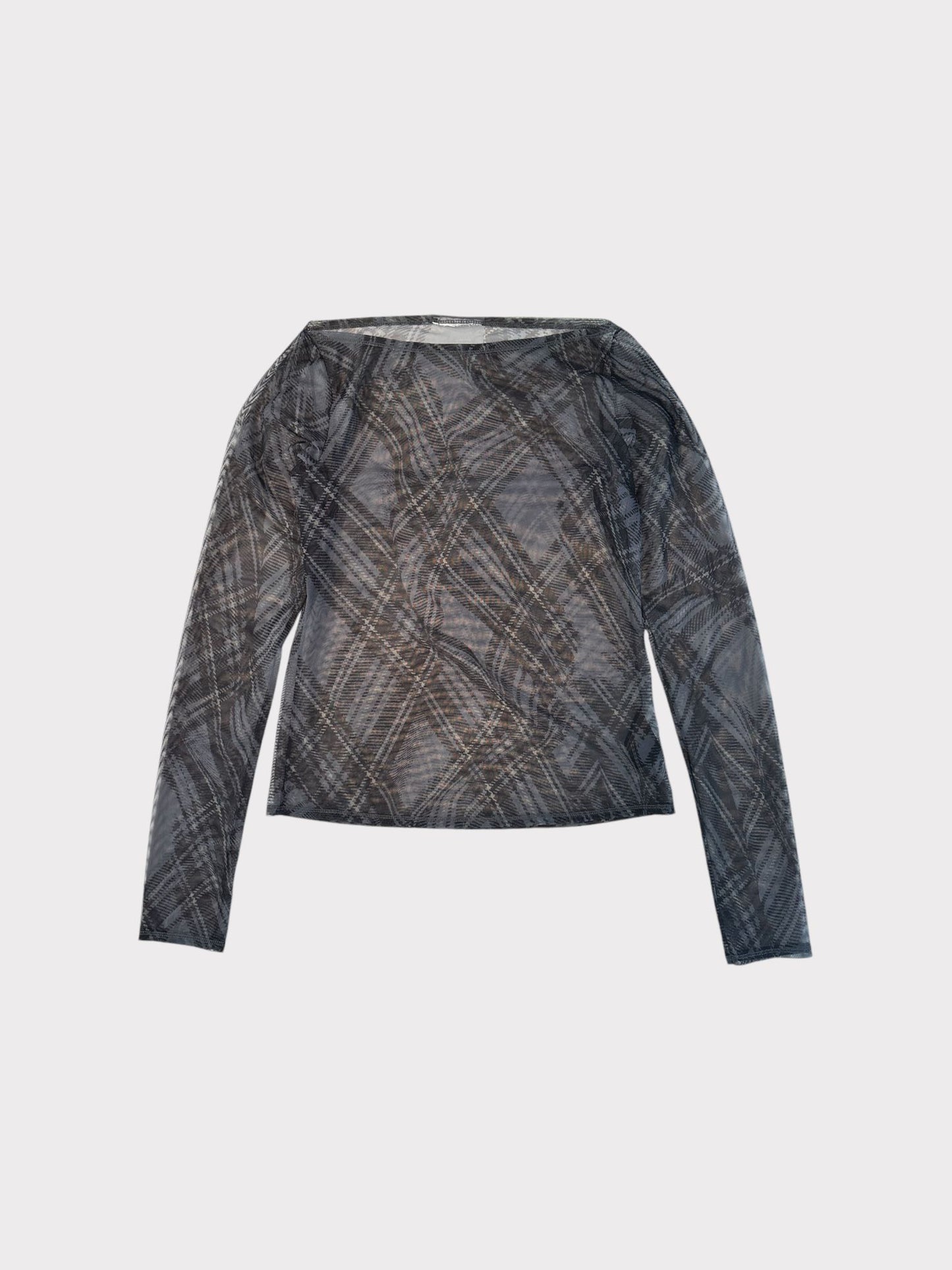 Weekday Mesh Tartan Printed Long Sleeve