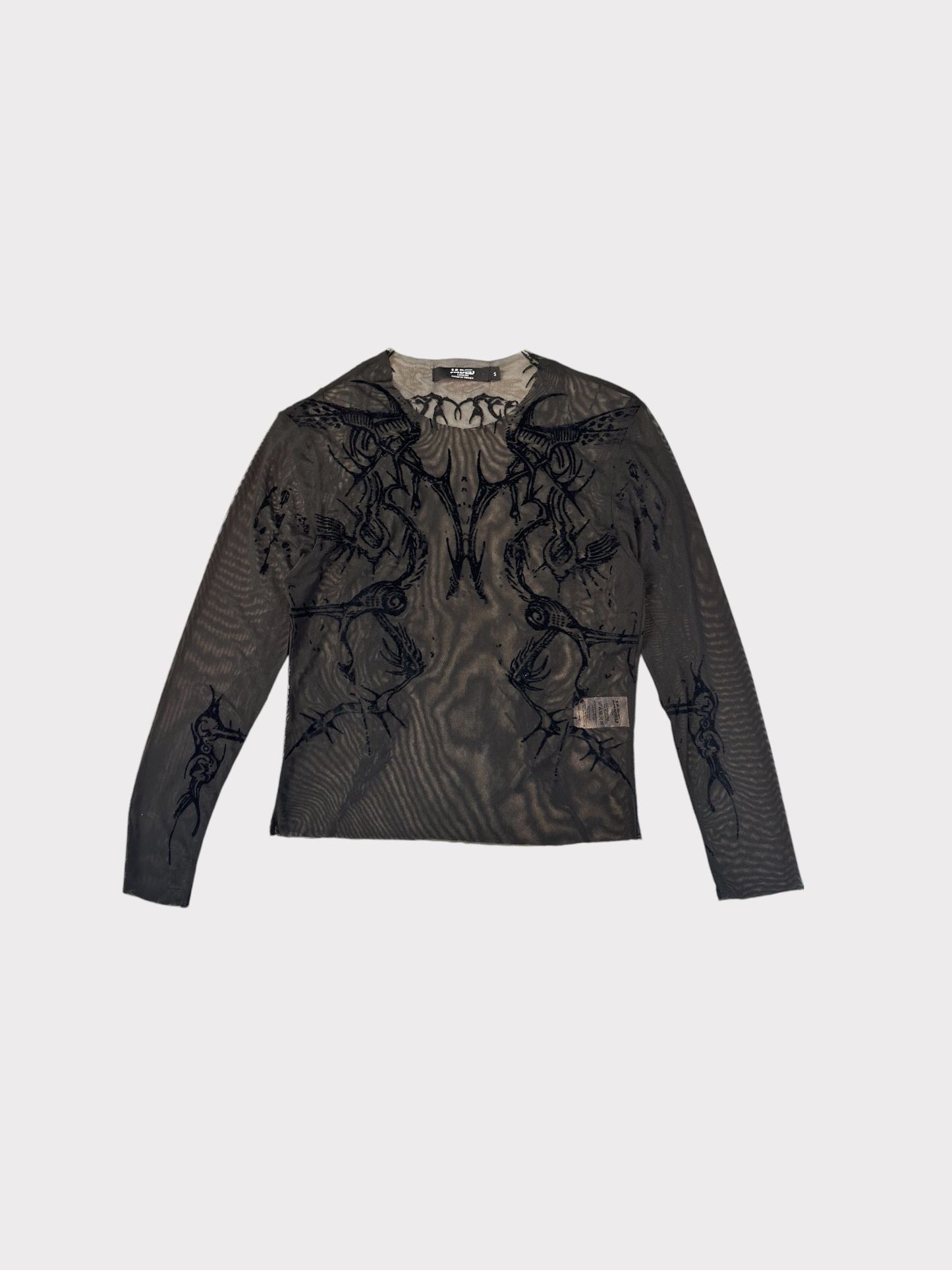 Jaded London Mesh Long Sleeve With Velvet Detailing