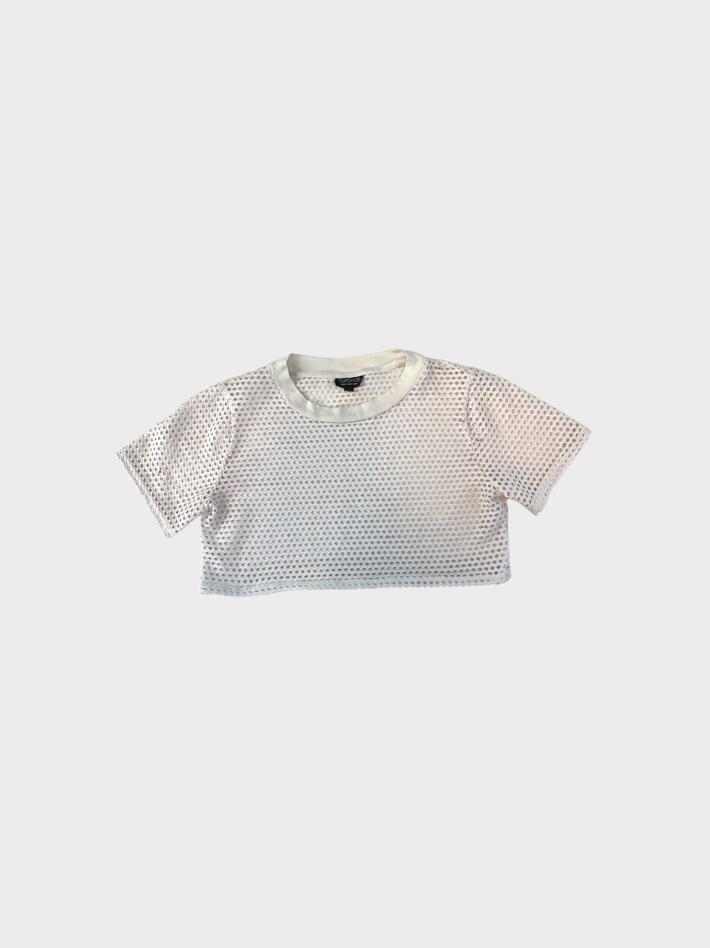 Topshop Mesh Cropped Top with Short Sleeve