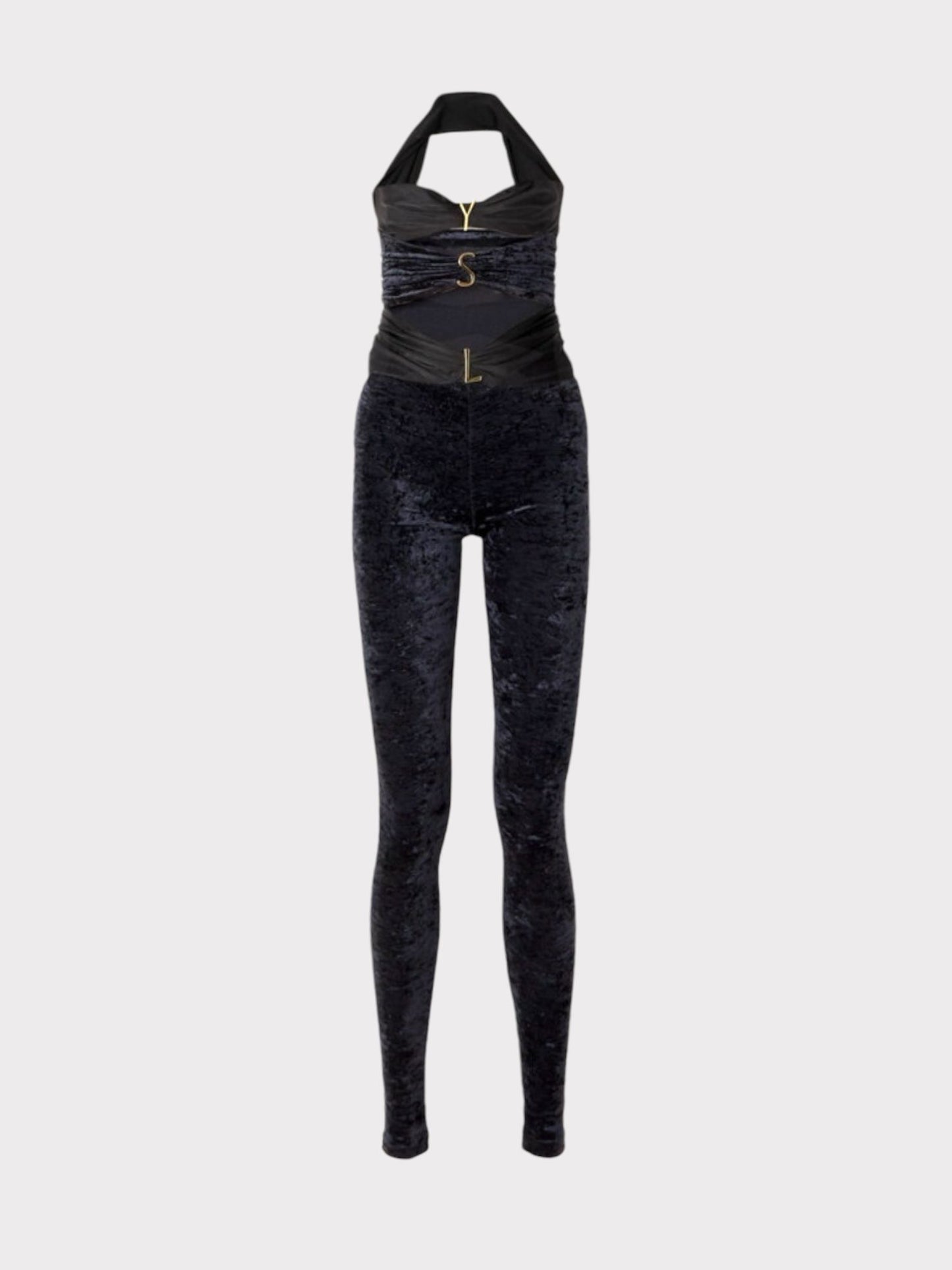 Saint Laurent Velvet & Lycra Halter Neck Jumpsuit