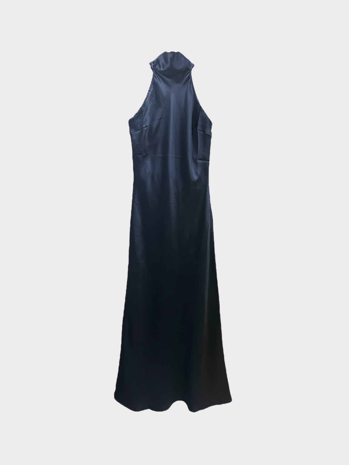 Pretty Lavish Navy Satin Halter Neck Dress