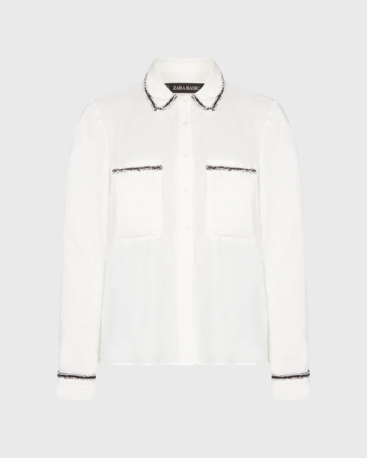 Zara Fringe Detail Collar Shirt