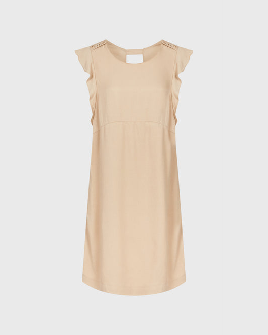 Zara Textured Mini Dress With Gold Buttons